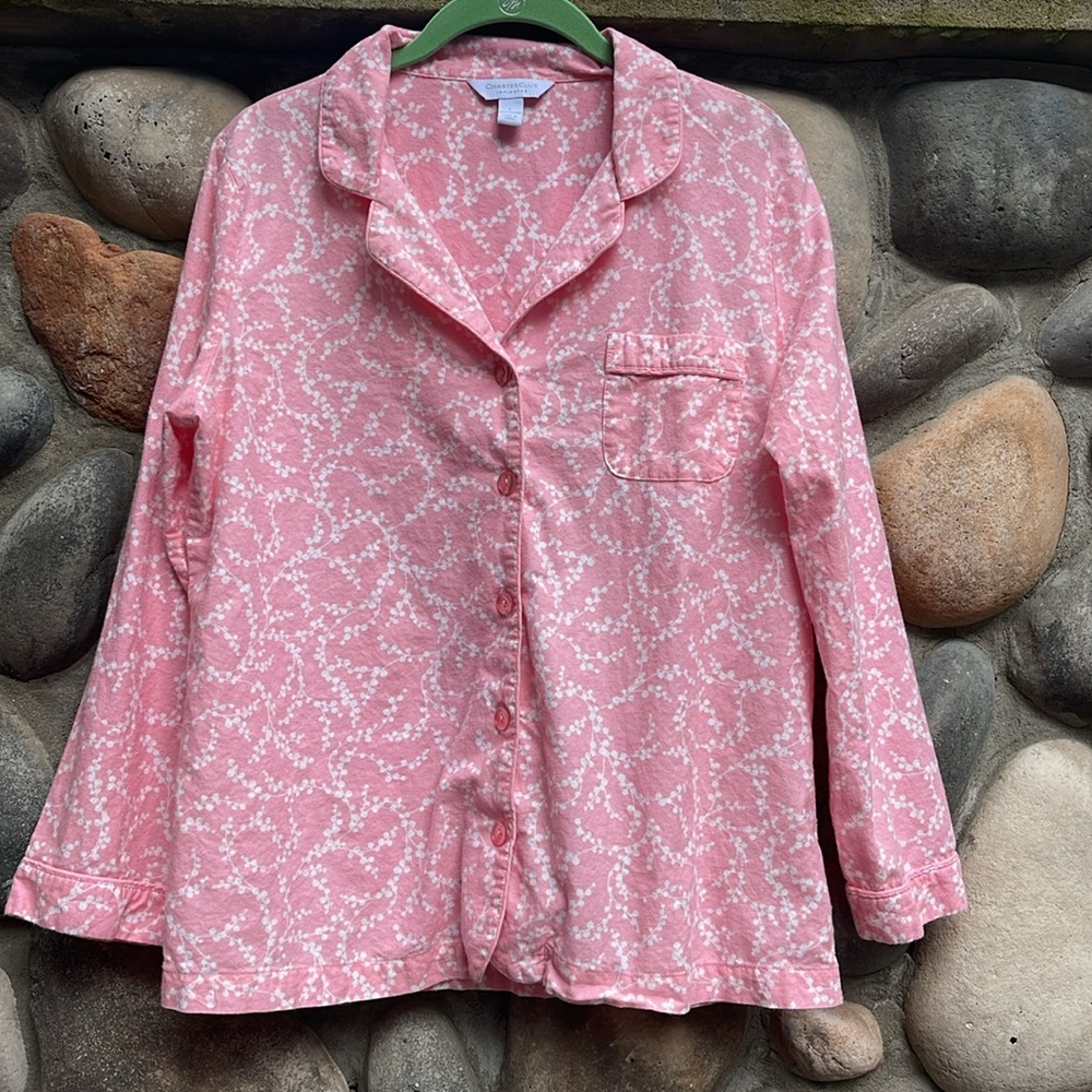 Charter Club Intimates Pink Cotton Pajama Top Large